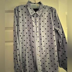 Talbots large blue polka dot shirt.